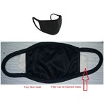 Masque Lavable Reutilisable 3 couches Noir avec pochette filtre -