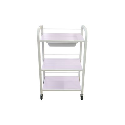 Round Metal EEC Trolley With 3 Shelves and 1 drawer (pink) -