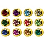 M213Y 12 Months Bezel Ear Rings Gold 2mm(SOLD BY 12 PAIRS) +