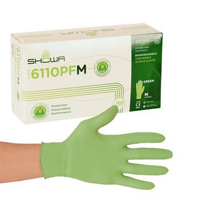 Gants SHOWA Nitrilo Biodegradable Verde Mediano (100)